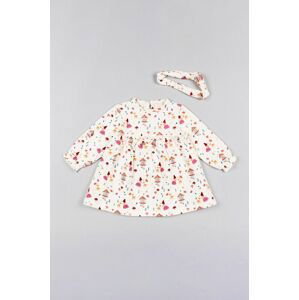 Dievčenské šaty zippy béžová farba, mini, áčkový strih