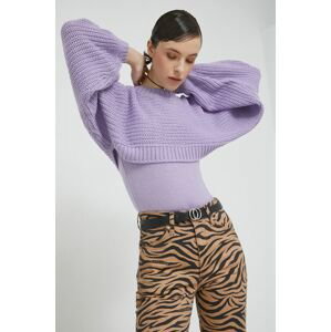 Súprava sveter a top JDY dámsky, fialová farba,
