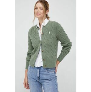 Vlnený sveter Polo Ralph Lauren dámsky, zelená farba,