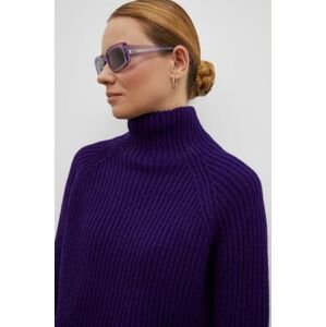 Vlnený sveter Drykorn dámsky, fialová farba, teplý, s rolákom