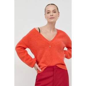Vlnený sveter Patrizia Pepe dámsky, oranžová farba, tenký