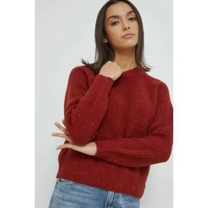 Vlnený sveter Superdry dámsky, červená farba,