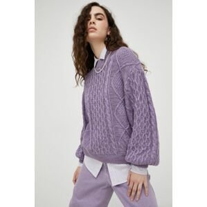 Bavlnený sveter Wrangler dámsky, fialová farba,