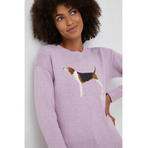 Bavlnený sveter Lauren Ralph Lauren dámsky, fialová farba,