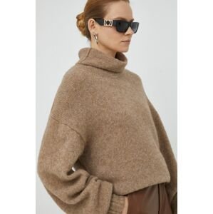 Vlnený sveter By Malene Birger Camone dámsky, hnedá farba, teplý, s rolákom