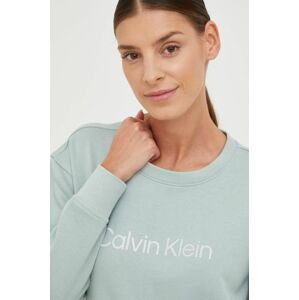 Tréningová mikina Calvin Klein Performance dámska, tyrkysová farba, s potlačou