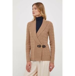Bavlnený sveter Lauren Ralph Lauren dámsky, béžová farba, tenký