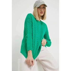 Bavlnený sveter Superdry dámsky, zelená farba