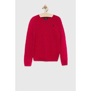 Detský vlnený sveter Polo Ralph Lauren ružová farba, tenký
