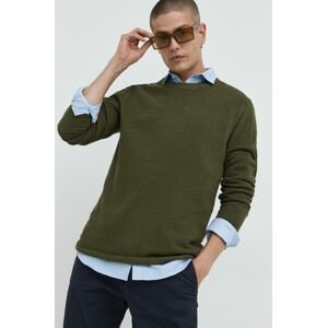 Bavlnený sveter Only & Sons pánsky, zelená farba, tenký,