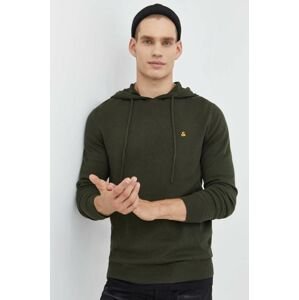 Sveter Jack & Jones pánsky, zelená farba, tenký,