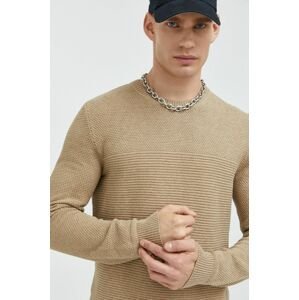 Bavlnený sveter Tom Tailor pánsky, béžová farba,