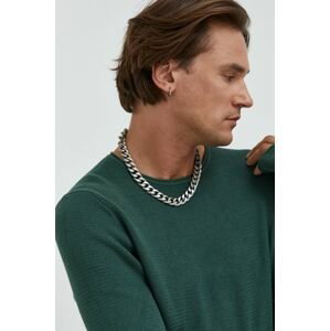 Bavlnený sveter Tom Tailor pánsky, zelená farba, tenký,