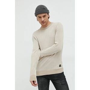 Bavlnený sveter Premium by Jack&Jones Globe pánsky, béžová farba
