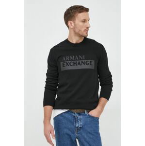 Bavlnený sveter Armani Exchange pánsky, čierna farba,
