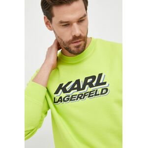 Mikina Karl Lagerfeld pánsky, zelená farba, tenký,