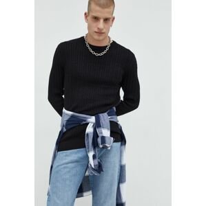 Bavlnený sveter Produkt by Jack & Jones pánsky, čierna farba, tenký,