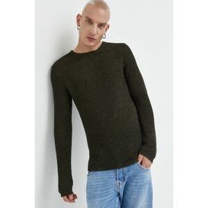 Bavlnený sveter Produkt by Jack & Jones pánsky, zelená farba, tenký,
