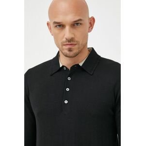 Vlnený sveter PS Paul Smith pánsky, čierna farba, tenký,