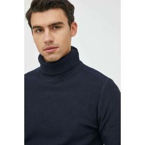 Bavlnený sveter Selected Homme pánsky, tmavomodrá farba, s rolákom