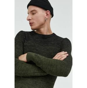 Bavlnený sveter Produkt by Jack & Jones pánsky, zelená farba,