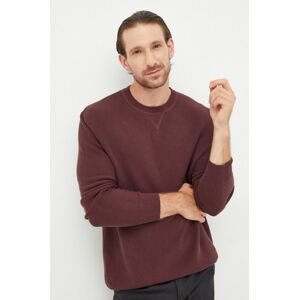 Bavlnený sveter Sisley pánsky, bordová farba, tenký,