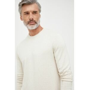 Bavlnený sveter GAP pánsky, béžová farba, tenký,
