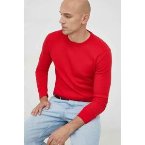 Tričko s dlhým rukávom GAP pánske, červená farba, jednofarebné