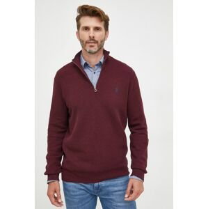 Bavlnený sveter Polo Ralph Lauren pánsky, bordová farba, tenký,
