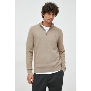 Bavlnený sveter Polo Ralph Lauren pánsky, hnedá farba, s polorolákom