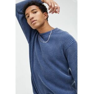 Bavlnený sveter Abercrombie & Fitch pánsky, tmavomodrá farba, tenký,