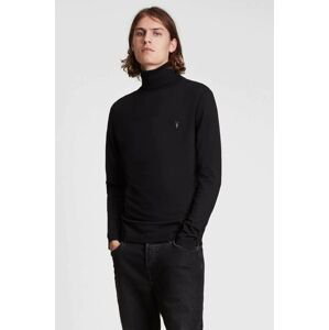 Vlnený sveter AllSaints pánsky, čierna farba, s rolákom
