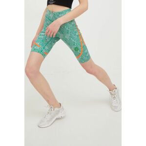 Tréningové šortky adidas by Stella McCartney Truepurpose dámske, zelená farba, vzorované, vysoký pás