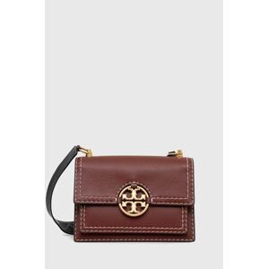 Kožená kabelka Tory Burch bordová farba