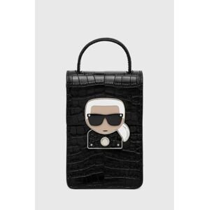 Kožená kabelka Karl Lagerfeld čierna farba