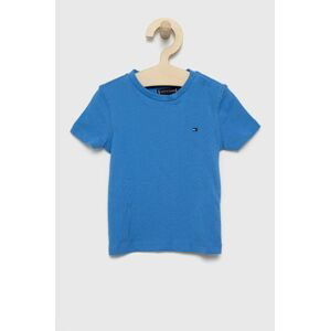 Detské bavlnené tričko Tommy Hilfiger fialová farba, jednofarebný