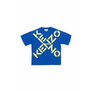 Detské bavlnené tričko Kenzo Kids tmavomodrá farba, s potlačou
