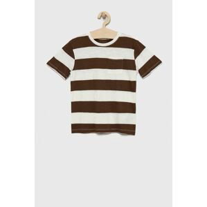 Detské bavlnené tričko Tom Tailor hnedá farba, vzorovaný