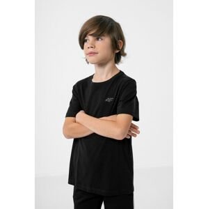 Detské bavlnené tričko 4F čierna farba, jednofarebný