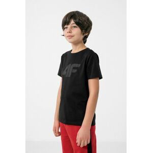 Detské bavlnené tričko 4F čierna farba, s potlačou