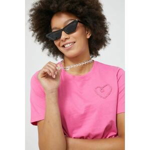 Bavlnené tričko JDY ružová farba,
