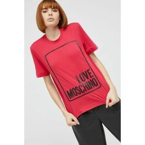 Bavlnené tričko Love Moschino červená farba