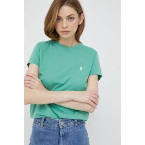 Bavlnené tričko Polo Ralph Lauren zelená farba,