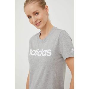 Bavlnené tričko adidas šedá farba,