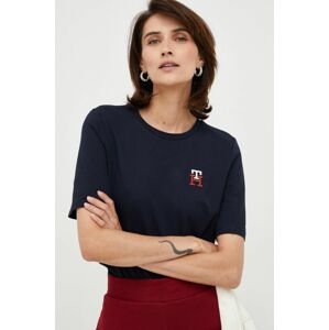 Bavlnené tričko Tommy Hilfiger tmavomodrá farba,