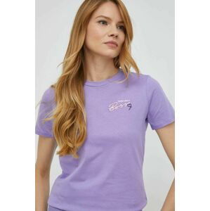 Bavlnené tričko BOSS fialová farba,