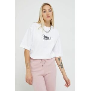 Bavlnené tričko Juicy Couture biela farba,