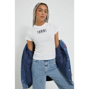 Tričko Tommy Jeans dámsky, biela farba,