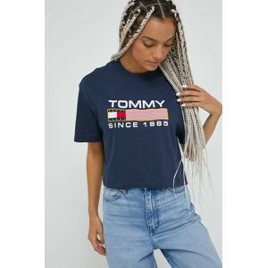 Bavlnené tričko Tommy Jeans tmavomodrá farba,