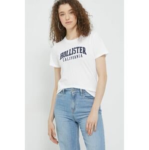 Bavlnené tričko Hollister Co. biela farba,